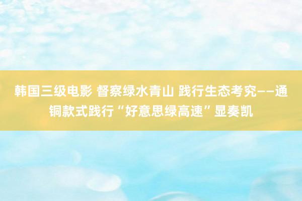 韩国三级电影 督察绿水青山 践行生态考究——通铜款式践行“好意思绿高速”显奏凯