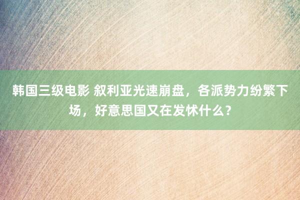 韩国三级电影 叙利亚光速崩盘，各派势力纷繁下场，好意思国又在发怵什么？