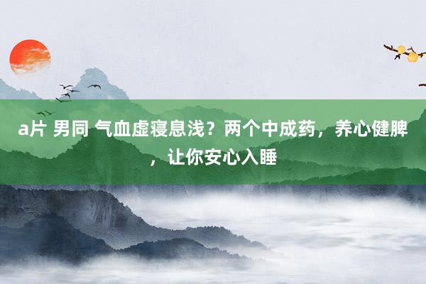 a片 男同 气血虚寝息浅？两个中成药，养心健脾，让你安心入睡