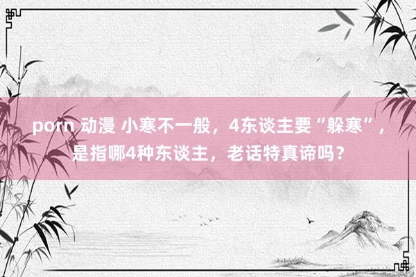 porn 动漫 小寒不一般，4东谈主要“躲寒”，是指哪4种东谈主，老话特真谛吗？