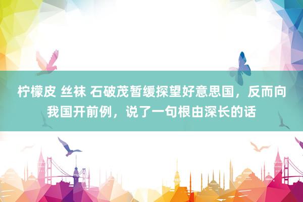 柠檬皮 丝袜 石破茂暂缓探望好意思国，反而向我国开前例，说了一句根由深长的话