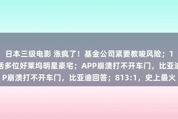日本三级电影 涨疯了！基金公司紧要教唆风险；1100栋房屋损毁，包括多位好莱坞明星豪宅；APP崩溃打不开车门，比亚迪回答；813:1，史上最火