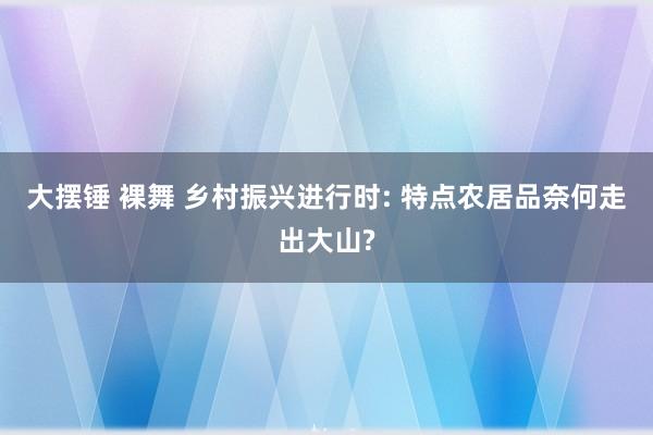 大摆锤 裸舞 乡村振兴进行时: 特点农居品奈何走出大山?