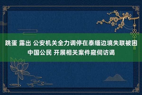 跳蛋 露出 公安机关全力调停在泰缅边境失联被困中国公民 开展相关案件窥伺访谒