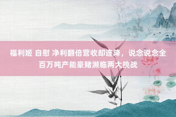 福利姬 自慰 净利翻倍营收却连降，说念说念全百万吨产能豪赌濒临两大挑战