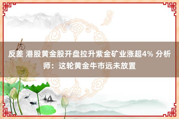 反差 港股黄金股开盘拉升紫金矿业涨超4% 分析师：这轮黄金牛市远未放置