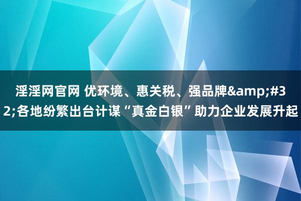 淫淫网官网 优环境、惠关税、强品牌&#32;各地纷繁出台计谋“真金白银”助力企业发展升起