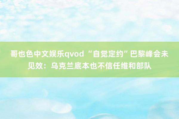 哥也色中文娱乐qvod “自觉定约”巴黎峰会未见效：乌克兰底本也不信任维和部队