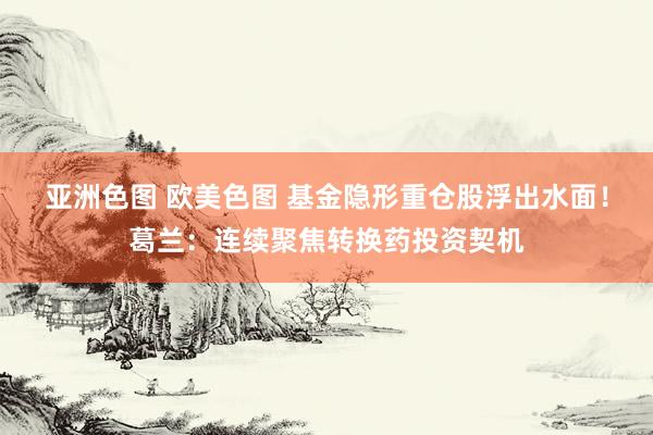 亚洲色图 欧美色图 基金隐形重仓股浮出水面！葛兰：连续聚焦转换药投资契机