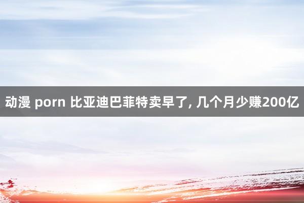动漫 porn 比亚迪巴菲特卖早了, 几个月少赚200亿