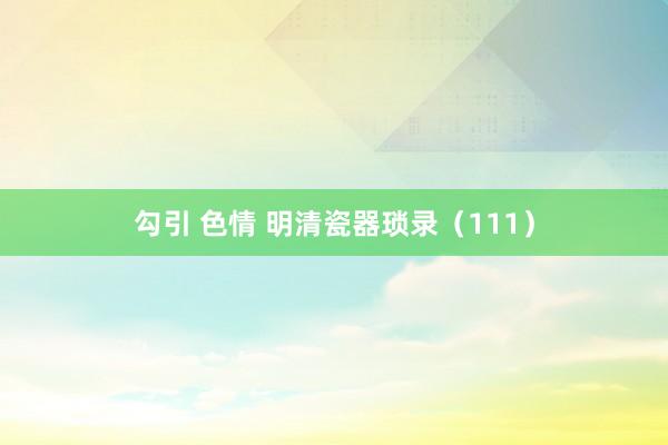 勾引 色情 明清瓷器琐录（111）