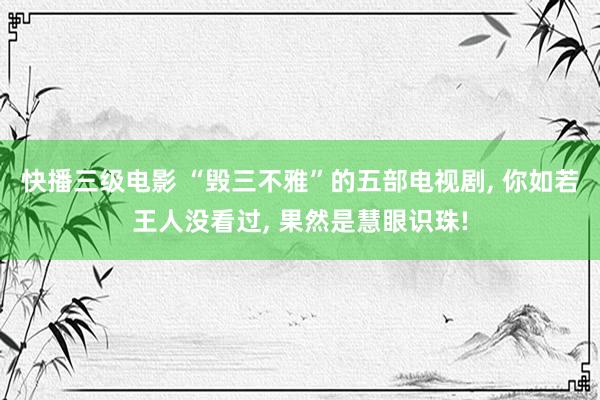 快播三级电影 “毁三不雅”的五部电视剧, 你如若王人没看过, 果然是慧眼识珠!
