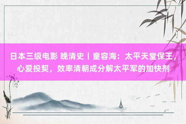 日本三级电影 晚清史丨童容海：太平天堂保王，心爱投契，效率清朝成分解太平军的加快剂
