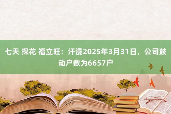 七天 探花 福立旺：汗漫2025年3月31日，公司鼓动户数为6657户