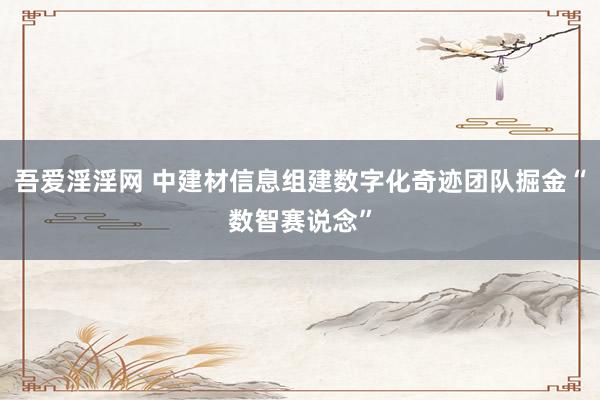 吾爱淫淫网 中建材信息组建数字化奇迹团队掘金“数智赛说念”