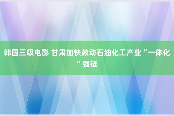 韩国三级电影 甘肃加快鼓动石油化工产业“一体化”强链
