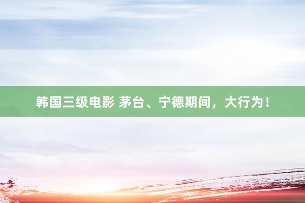 韩国三级电影 茅台、宁德期间，大行为！
