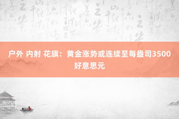 户外 内射 花旗：黄金涨势或连续至每盎司3500好意思元
