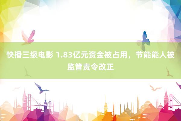 快播三级电影 1.83亿元资金被占用，节能能人被监管责令改正